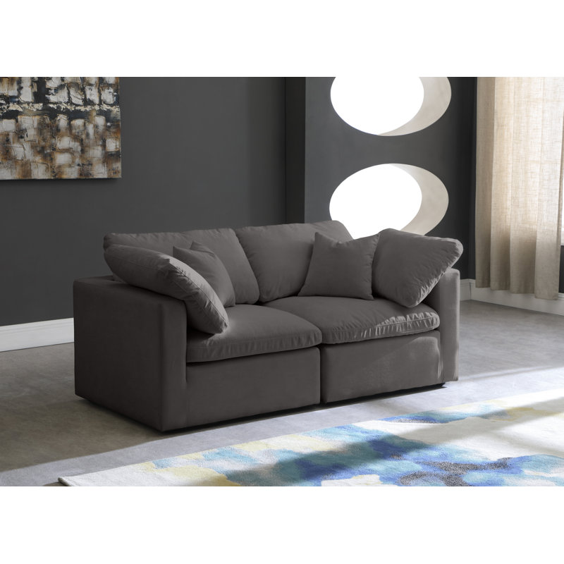 Atis 70'' Velvet Loveseat, Grey Velvet