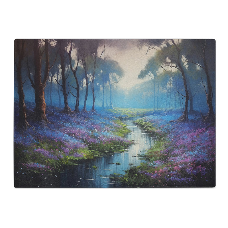 Bluebell Flower Landscape  Glass Chopping Board