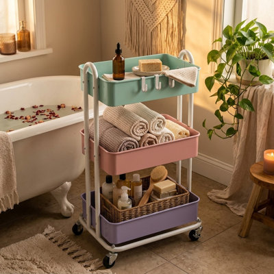 3-Tier Heavy Duty Metal Rolling Utility Cart