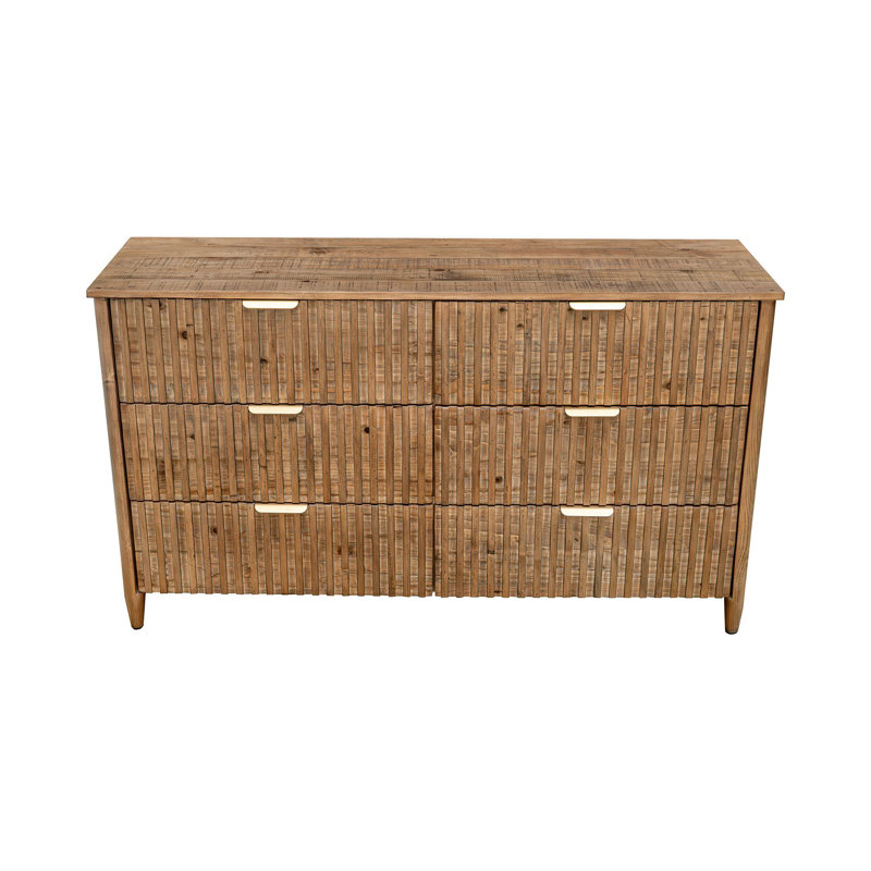 Tammie 6-Drawer Reclaimed Pine Dresser, Brown