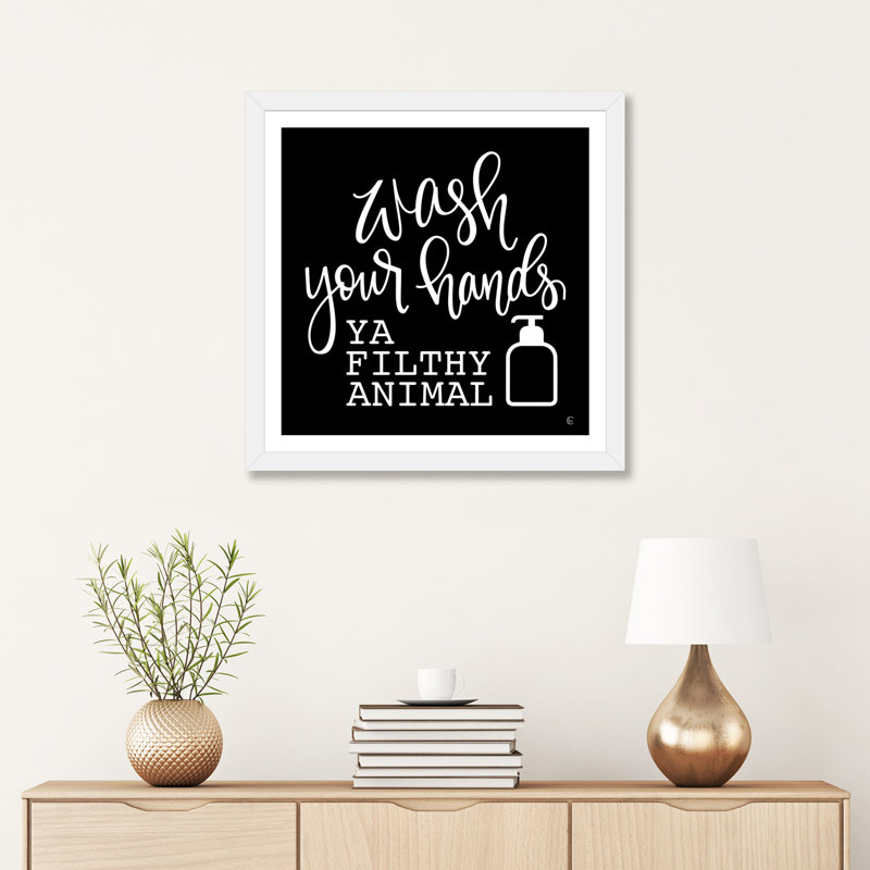 «Wash Your Hands» - impression, H 16 po x l 16 po x p 1 po, Papier blanc