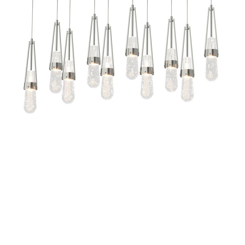 Link 10 - Light Pendant, Long: 19" to 130", Clear Bubble Glass, Sterling