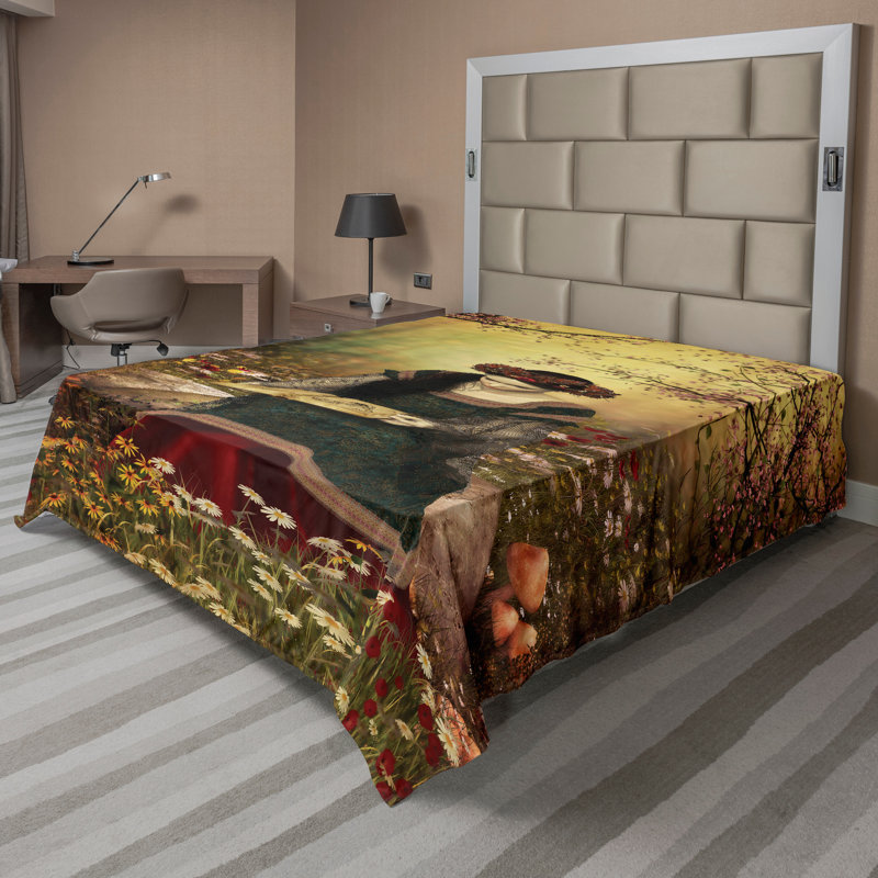 Multicolore Ambesonne, Drap plat pour très grand lit californien