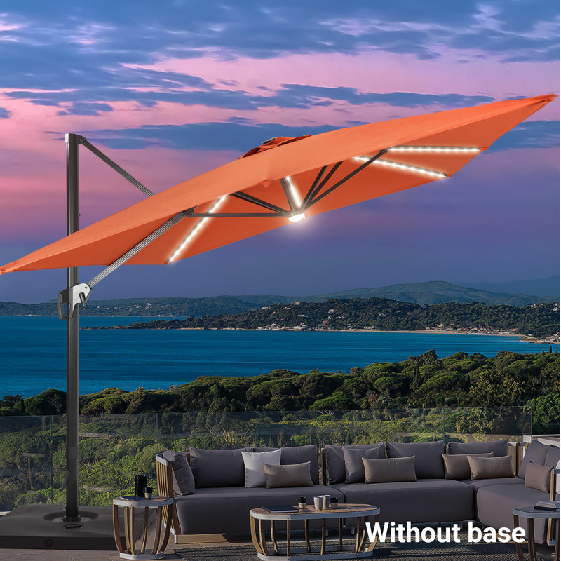 Parasol lumineux en porte-à-faux rectangulaire à levier 11,5 pi x 9 pi Trixie, Sable