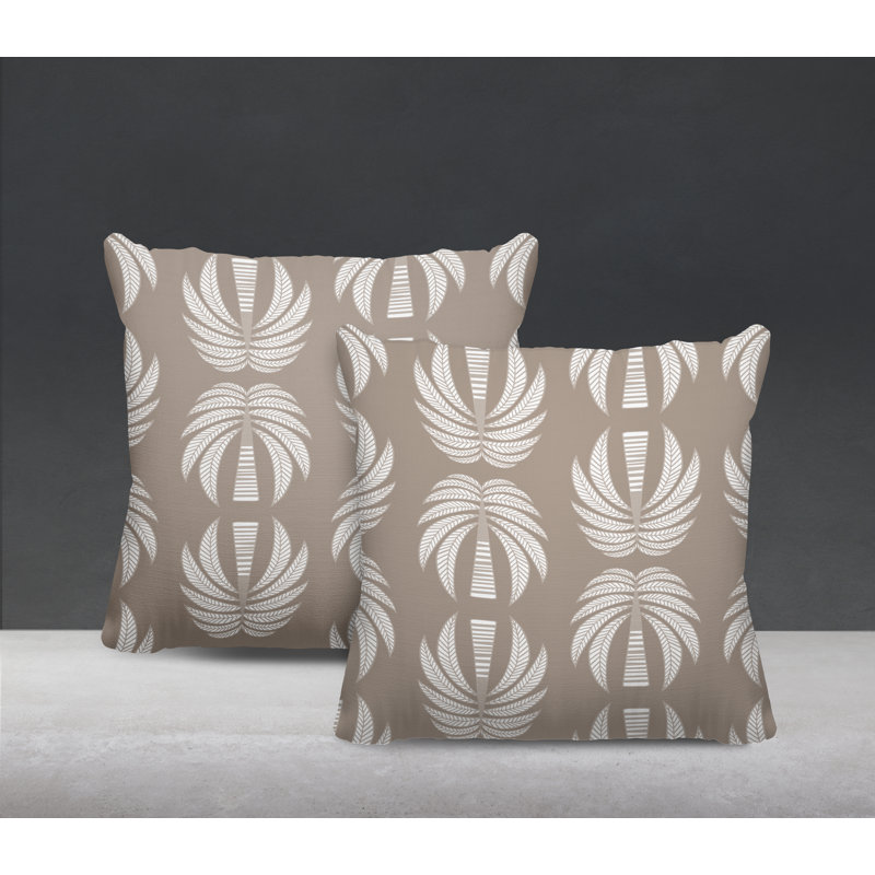 Housse et insert de coussin décoratif intérieur / extérieur en mélange de polyester, Beige, L 17 po x H 17 po