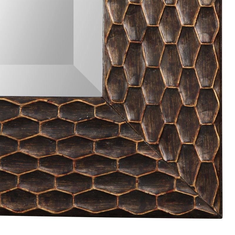 Engineered Wood Rectangle Wall Mirror, Bronze