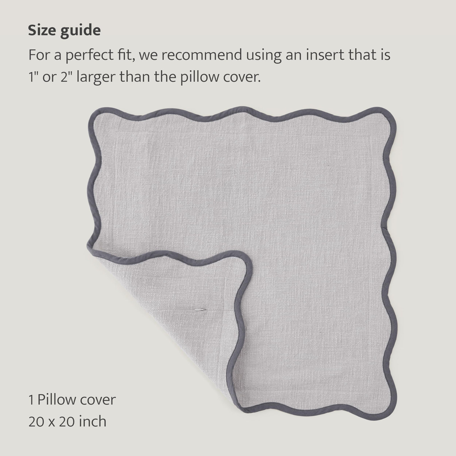Double Stitch Scalloped Cotton Throw Pillow , Lunar Rock