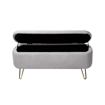 Modern Faux Fur Bench With Soft Padding And Storage Feature For Bedroom Convenient Trim Padded Seat Living Room