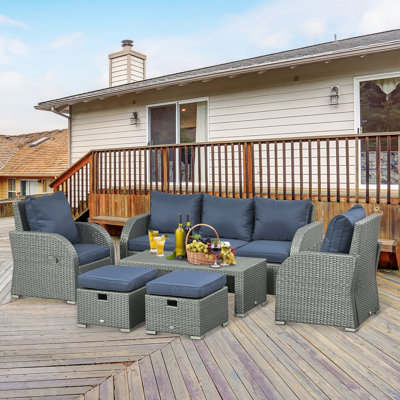 Canapé modulaire d'extérieur en rotin 3 pièces Dorrell