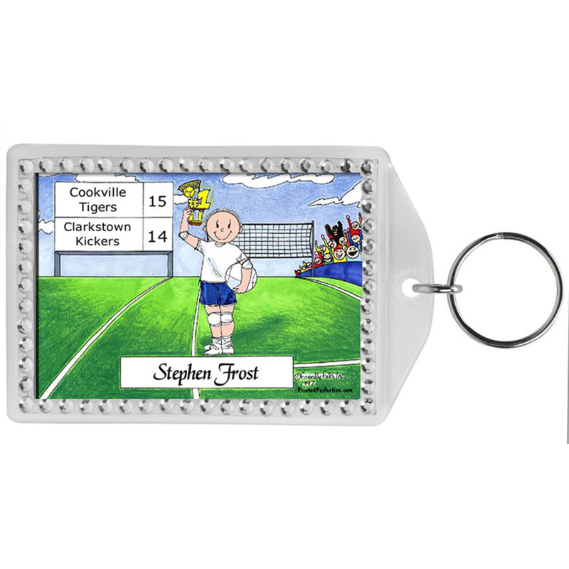Personalized Friendly Folks Volleyball Player - Male Rhinestone Bordered Key Chain, Yes