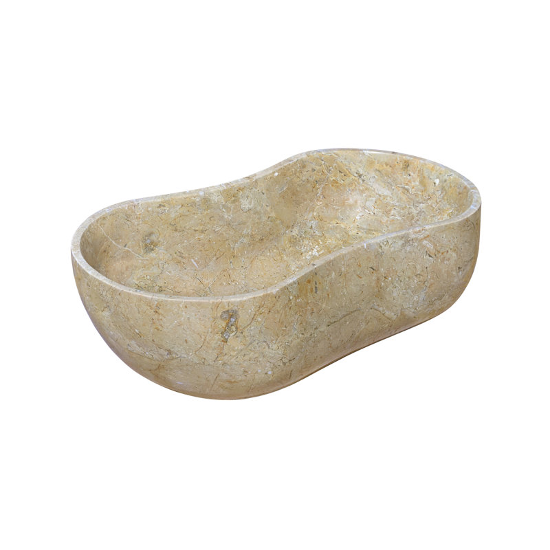 Gold Yellow Beige Polished Marble Bathroom Vessel Sink, 23.6X14.2X7.1 In | Gift Idea, Gold Yellow Beige