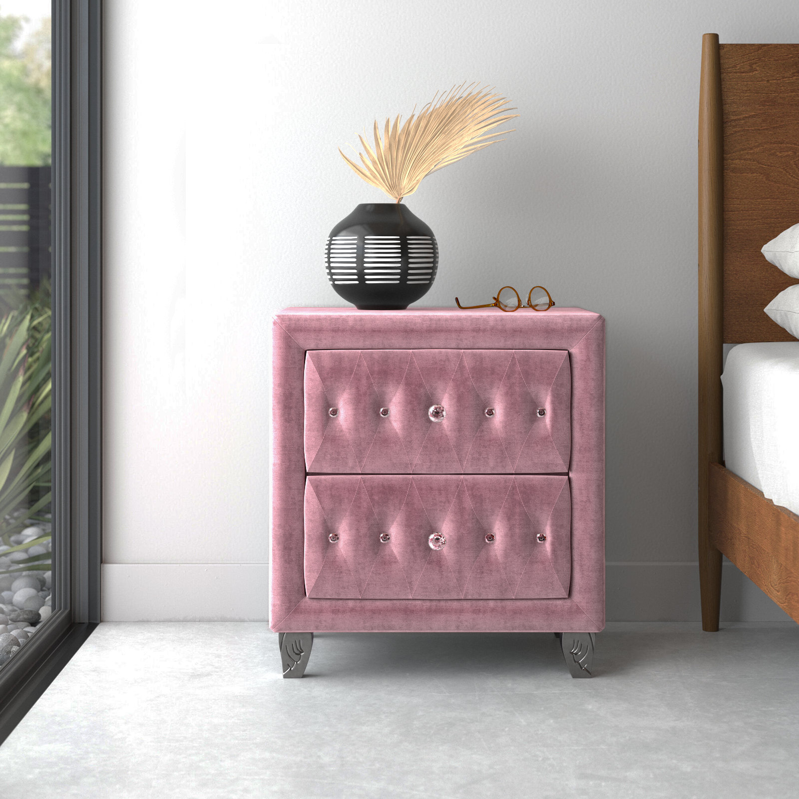 The Twillery Co. Araujo 2 - Drawer Nightstand in Pink | Wayfair