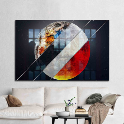 Stunning Galaxy View Glass Wall Art Featuring Cosmic Sky and Moon for a Unique Mural Statement in Home Decor_Rectangle
