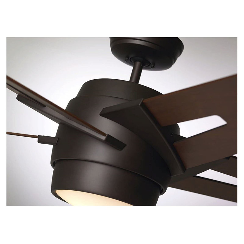 54'' Ceiling Fan with Light Kit, Brown Wood