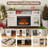 White Fireplace TV Stand With Sliding Mirrored Door For Tvs Up To 70" Entertainment Center