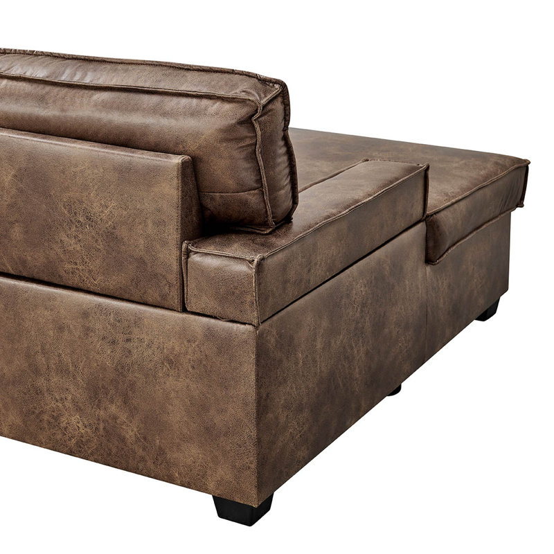 Makynzie 3 Seater Faux Leather Sofa Bed, Left Hand Facing