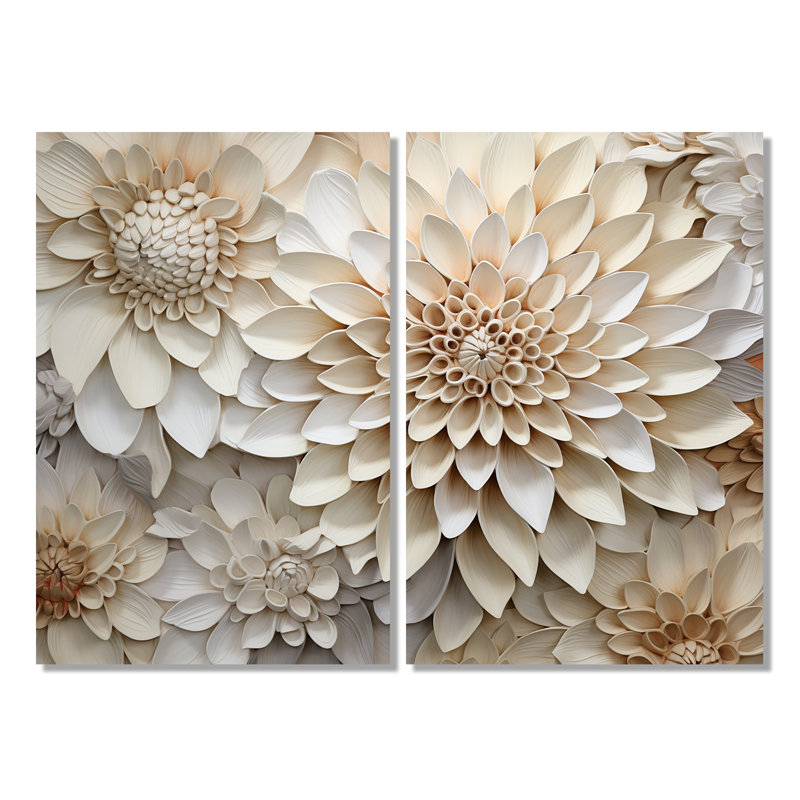 Minimalisme beige Dahlia I - art mural traditionnel, Toile tendue, Ne s’applique pas, H 36 po x l 48 po