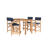 Capetown Counter Height Teak Outdoor Dining Set In Blue