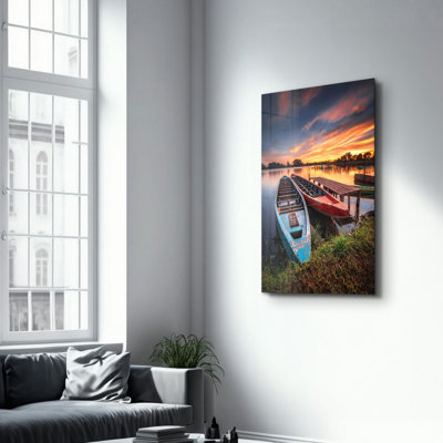 Élégante peinture murale en verre trempé de 13,8 po x 21,7 po | 100% verre trempé, épaisseur: 0,16 pouce | Imprimé UV pour des couleurs éclatantes | Parfait pour la décoration intérieure, le salon et les espaces de bureau