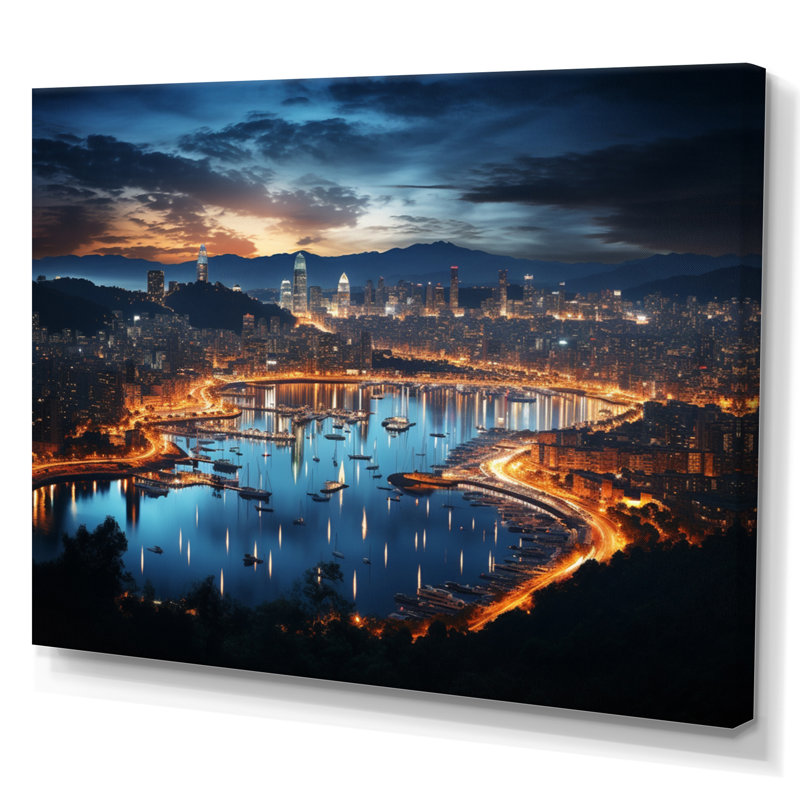 «Barcelona Beautiful Cityscape I», reproduction, H 34 po x l 44 po x P 1,5 po, Toile tendue