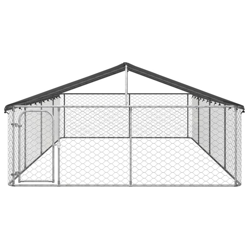 Large Outdoor Galvanized Steel Dog Kennel with Roof
