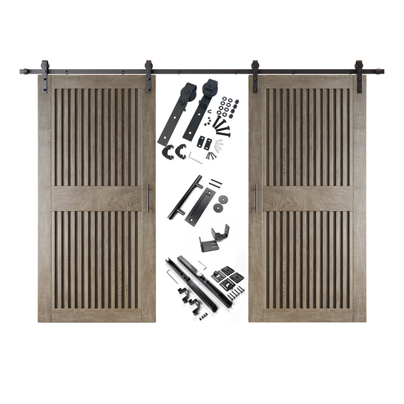 Ensemble de quincaillerie pour porte de grange non assemblée et non montée de 50 po x 84 po Homacer Classic Grey
