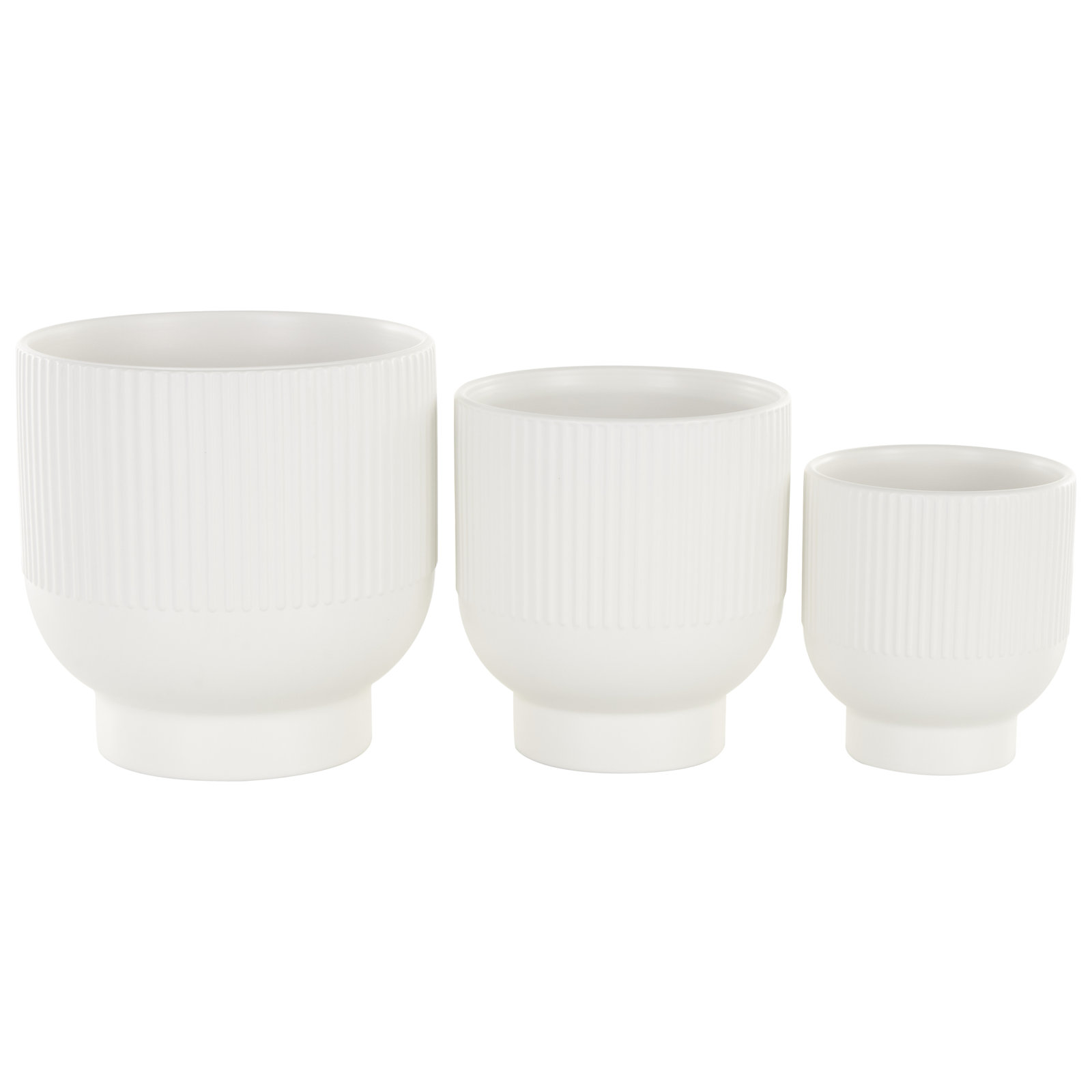 Ceramic Planter - Set of 3, White, 8.8" H x 8.5" W x 8.7" D