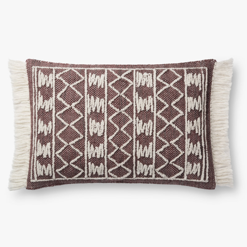P4097 Housse de coussin rectangulaire et insert, Bourgogne, Polyester / Bourre en polyester