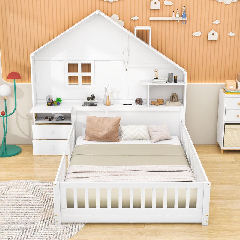 Haverstraw Platform Storage Bed, White, Full / Double