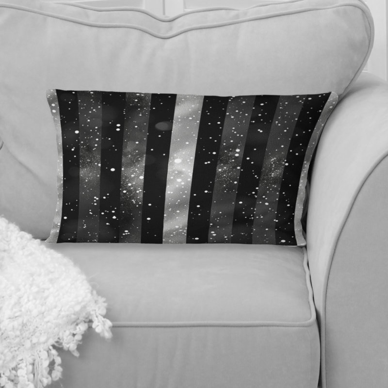 Coussin lombaire Glam Sparkling Stripes, Noir / argent