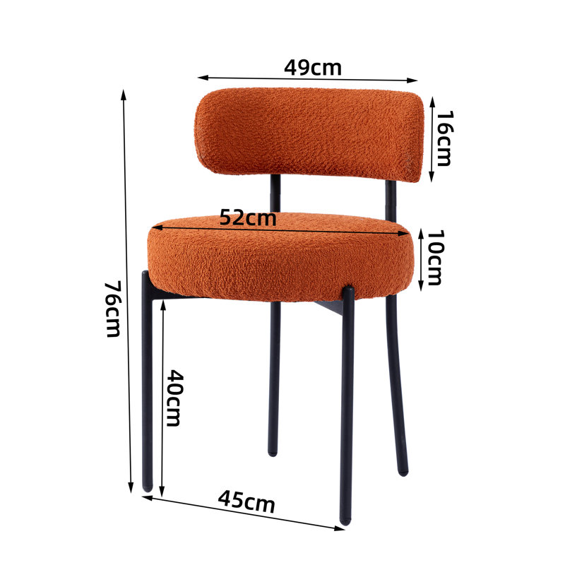 Ameira 75.95cm H Upholstered Metal Side Chair, Orange