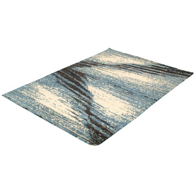 Tapis bleu en laine noué à la main de conception unique de style Pako Lahore des années 2010 de 6 pi 3 po x 9 pi 6 po Firganza