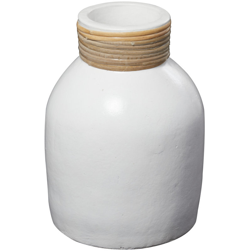 Terracotta Decorative Bottle, 11.3" H x 8.05" W x 8.05" D, White