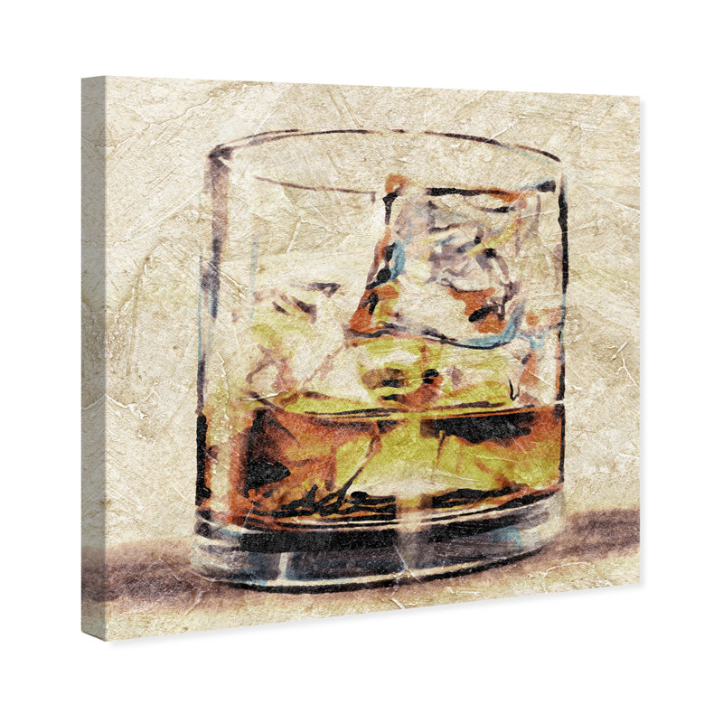 Verre Scotch par Oliiver Gal - impression d'art graphique, H 12 po x l 12 po x P 0,75 po, Toile tendue