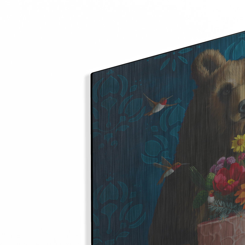  «Cake Bear On Blue» par Heather Gauthier, art mural en métal, 24 po x 24 po, H 24 po x l 24 po
