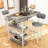 Bar Table Set For 2, 3 Piece Bar Table Set, Bar Table And Chairs Set With PU Upholstery Stool And 3 Open Storage Shelves, Pub Table Set For Small Space And Kitchen, Black-39094149-39094150