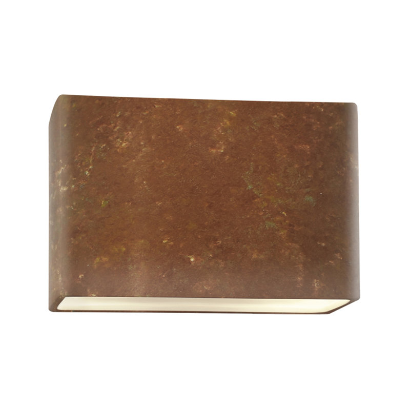 Durso 1 - Light Dimmable Flush Mounted Sconce, Greco Travertine, LED, 10" H x 16.5" W x 4" D_open top