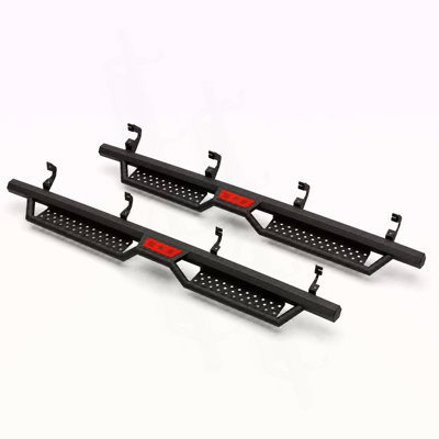 6" Running Boards For 2019-2026 Chevy Silverado 1500 Crew Cab, 2020-2026 Silverado/Sierra 2500HD 3500HD Crew Cab, Two Stairs Design Nerf Bars Step Bars Hexagonal style