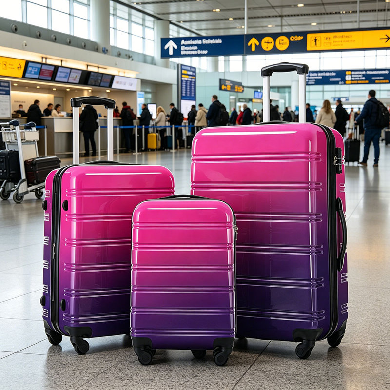 Valise extensible 3 pièces à roulettes Hardshell avec roulettes pivotantes et verrou TSA léger, Mauve