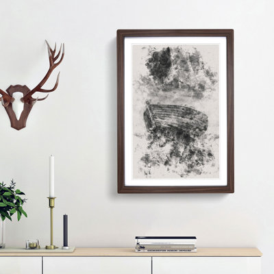 Stranded Wooden Boat - Picture Frame Painting Print