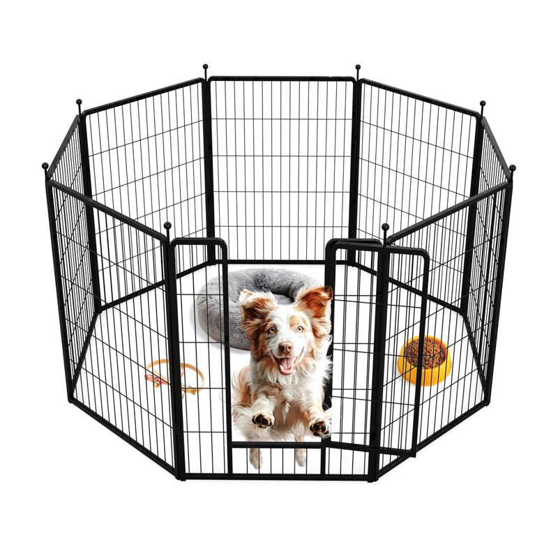 Parc pour chien robuste de 40 po, clôture anti-rouille à 8 panneaux pour chiens de taille moyenne / grande