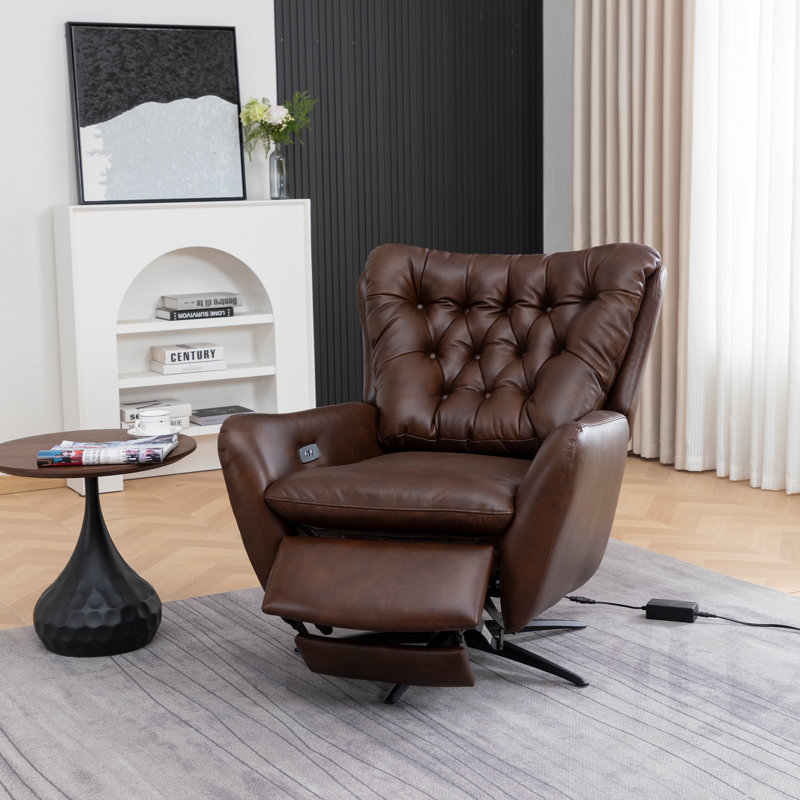 Harrington Swivel Wingback Recliner, Chocolate