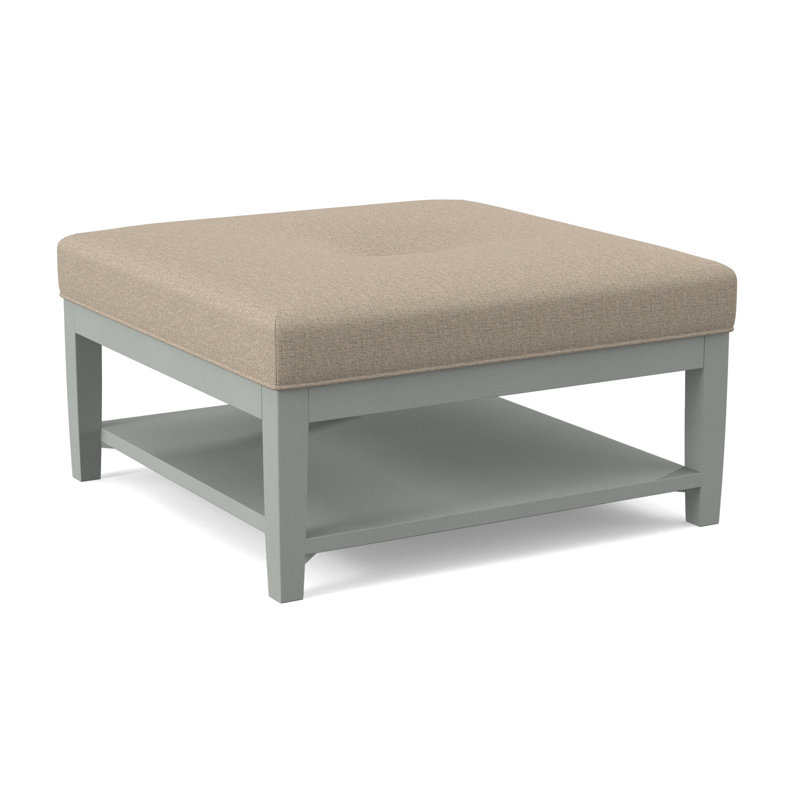 Hammond Square Ottoman, Green and Blue Stripe; 0252-54, Nickel Finish