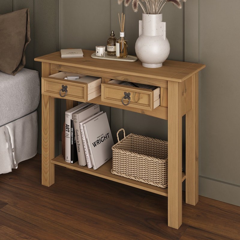 Dinnington 34.49'' Solid Wood Console Table, Brown, Antique Brown