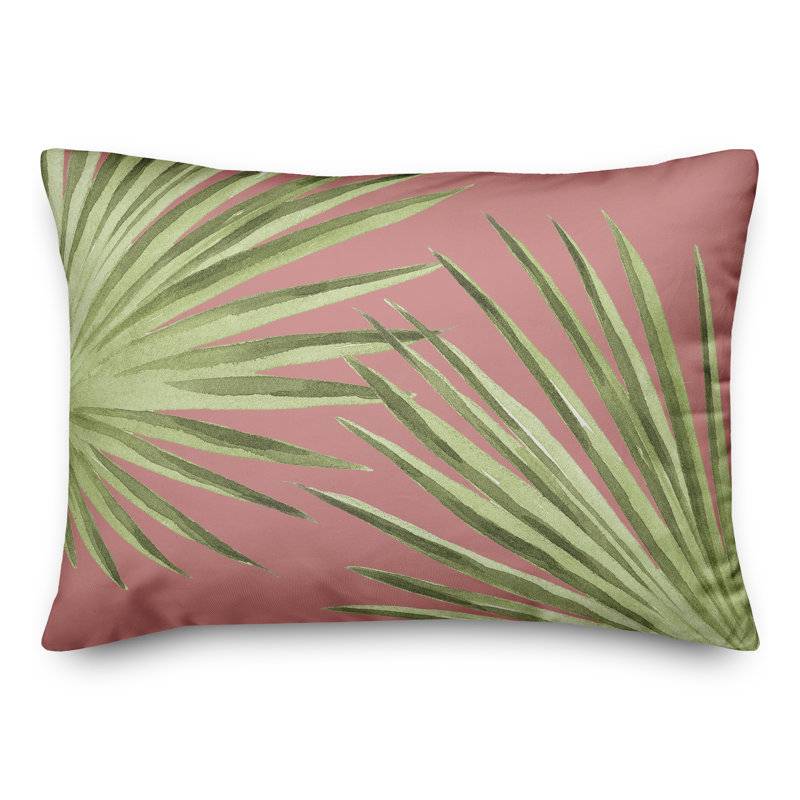  Housse et insert de coussin rectangulaire d'extérieur 20 feuilles de palmier, Rose