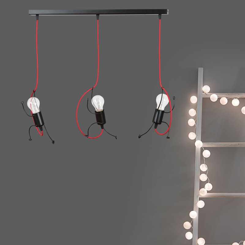 Pascual 3 - Light Unique/Statement Pendant, Black/Red