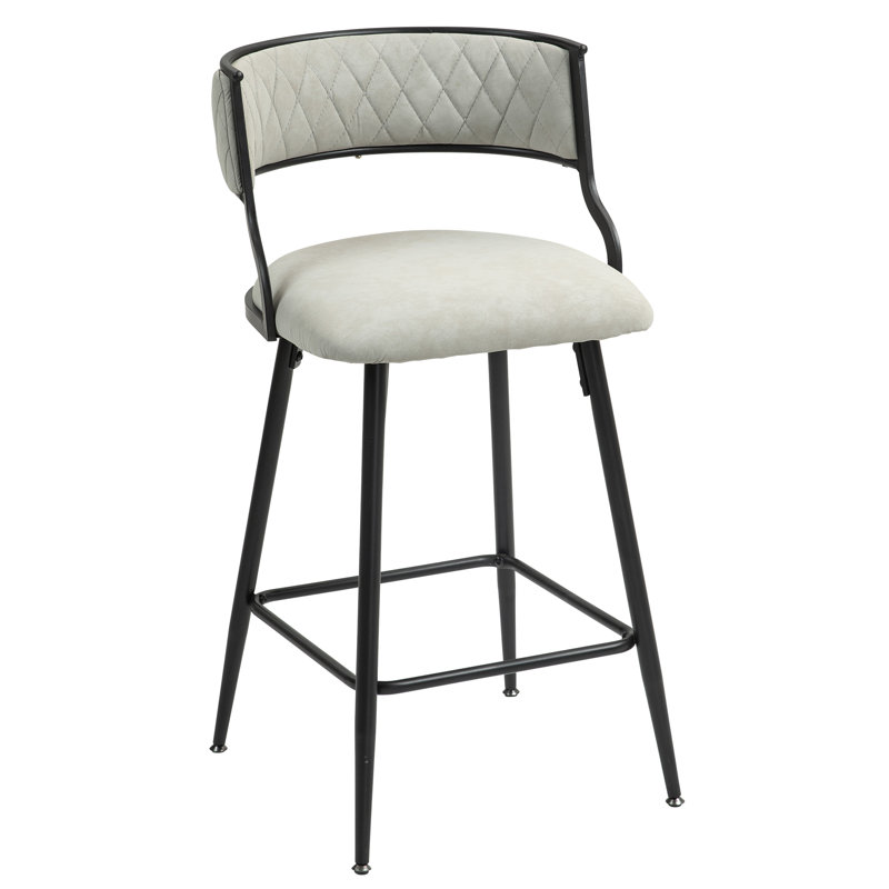 Hosner SET OF 2, 26'' Counter Height Bar Stools PU Cover Kitchen Island Counter Bar Stool With Black Powder Coating Base And Footrest
