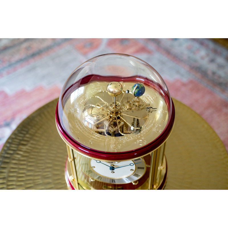 Roman Numeral Tabletop Clock, Gold/Red