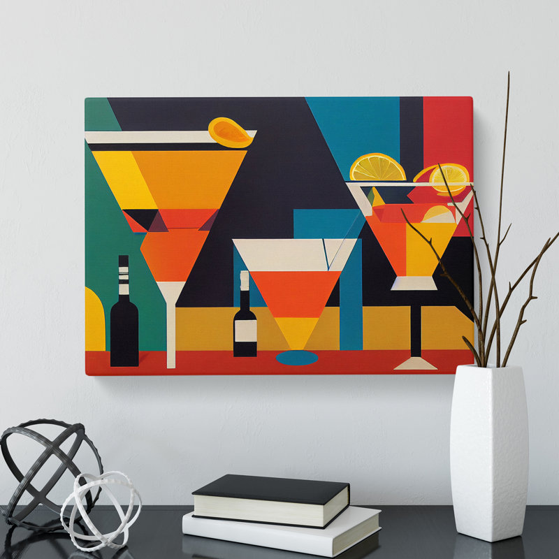 Retro Cocktail Art - Wrapped Canvas Print, 35cm H x 50cm W x 3cm D