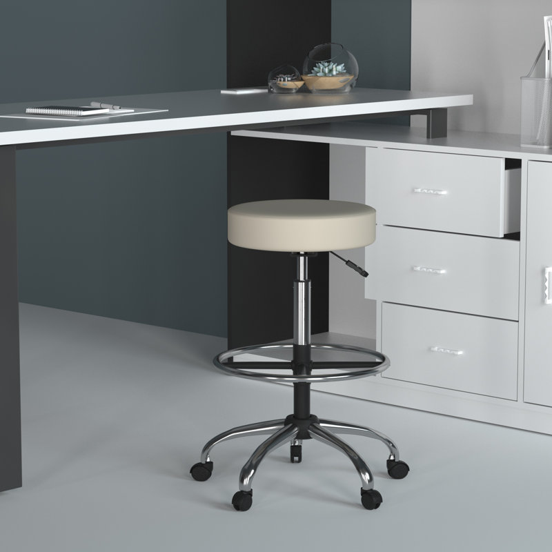 Tabouret de laboratoire réglable en hauteur avec repose-pieds Huckstep, Beige